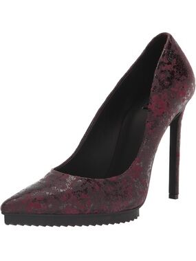 DKNY Pointed Toe Stiletto Pump in Burgundy Metallic
